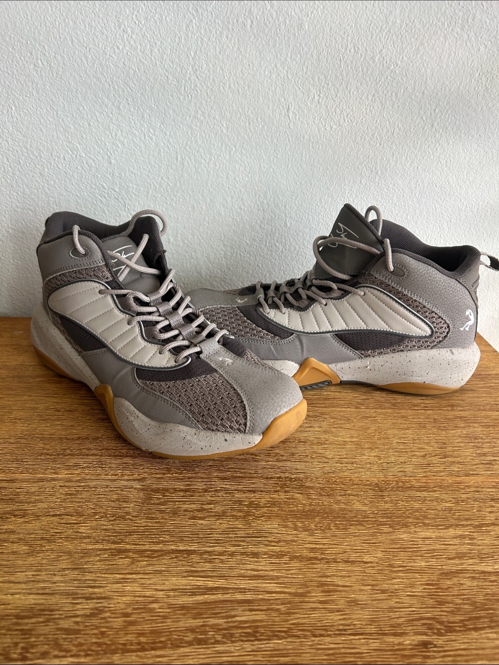 Men's Gray High-Top Athletic Sneakers with Gum Outsole